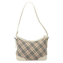 BURBERRY Nova Check Shoulder Bag Canvas Beige Silver Auth 131704-2