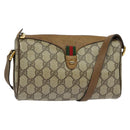 GUCCI GG Supreme Web Sherry Line Bag PVC Beige Gold 89 02 018 Auth 131720-1