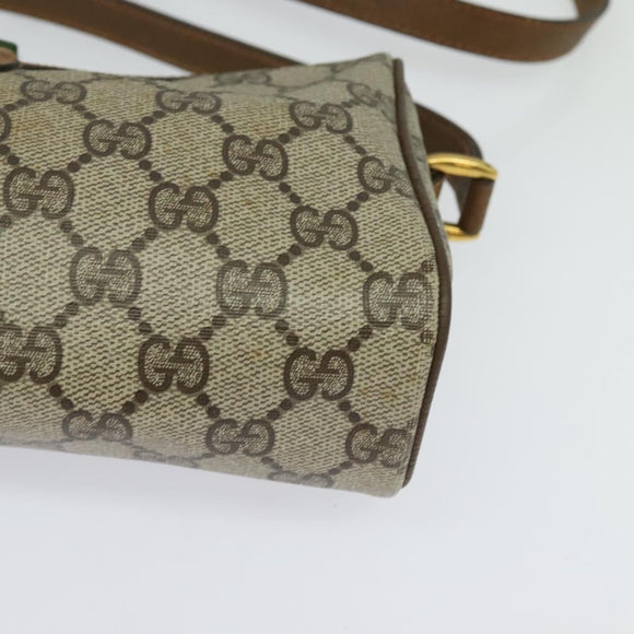 GUCCI GG Supreme Web Sherry Line Bag PVC Beige Gold 89 02 018 Auth 131720