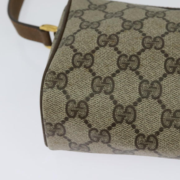 GUCCI GG Supreme Web Sherry Line Bag PVC Beige Gold 89 02 018 Auth 131720