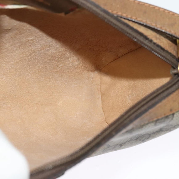 GUCCI GG Supreme Web Sherry Line Bag PVC Beige Gold 89 02 018 Auth 131720