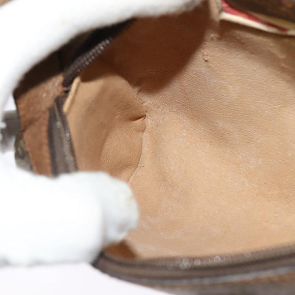 GUCCI GG Supreme Web Sherry Line Bag PVC Beige Gold 89 02 018 Auth 131720