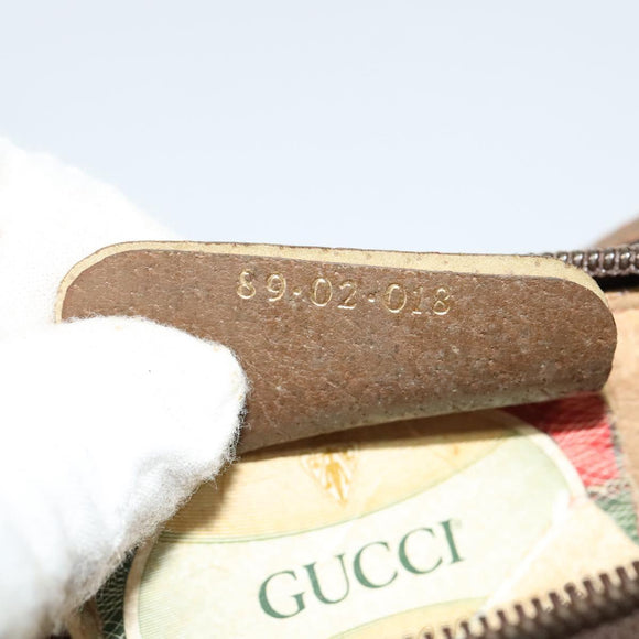 GUCCI GG Supreme Web Sherry Line Bag PVC Beige Gold 89 02 018 Auth 131720