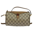 GUCCI GG Supreme Web Sherry Line Bag PVC Beige Gold 89 02 018 Auth 131720-13