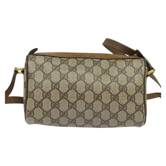 GUCCI GG Supreme Web Sherry Line Bag PVC Beige Gold 89 02 018 Auth 131720