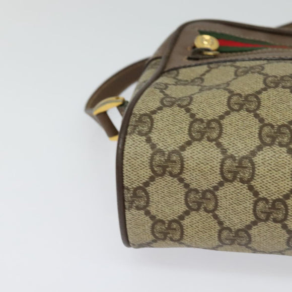 GUCCI GG Supreme Web Sherry Line Bag PVC Beige Gold 001 44 6655 Auth 131721