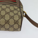 GUCCI GG Supreme Web Sherry Line Bag PVC Beige Gold 001 44 6655 Auth 131721-14