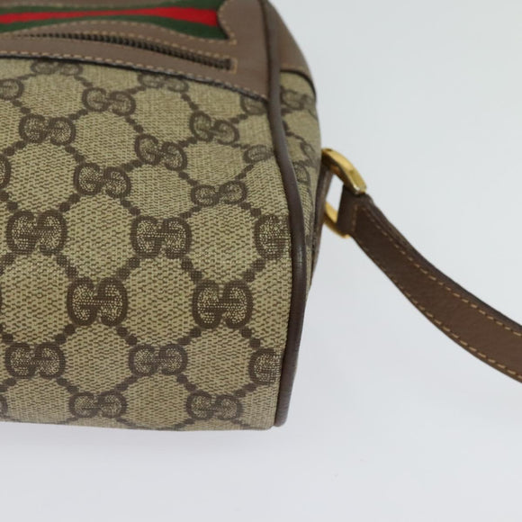 GUCCI GG Supreme Web Sherry Line Bag PVC Beige Gold 001 44 6655 Auth 131721