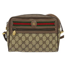 GUCCI GG Supreme Web Sherry Line Bag PVC Beige Gold 001 44 6655 Auth 131721-13