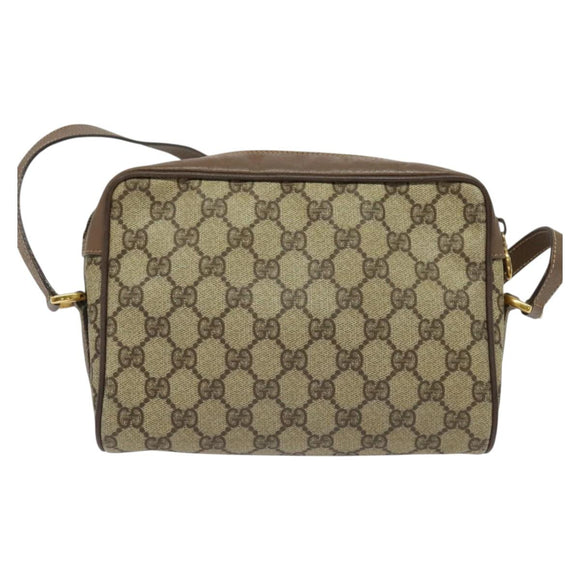 GUCCI GG Supreme Web Sherry Line Bag PVC Beige Gold 001 44 6655 Auth 131721