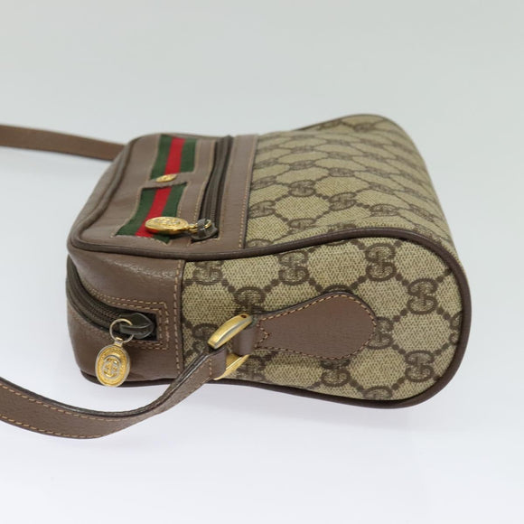 GUCCI GG Supreme Web Sherry Line Bag PVC Beige Gold 001 44 6655 Auth 131721