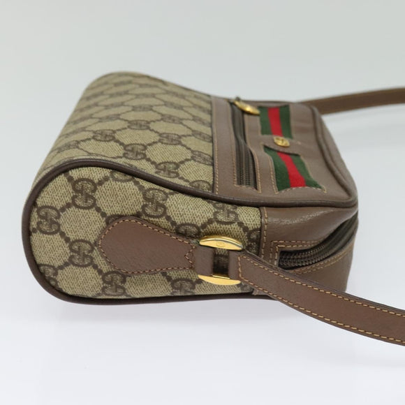 GUCCI GG Supreme Web Sherry Line Bag PVC Beige Gold 001 44 6655 Auth 131721