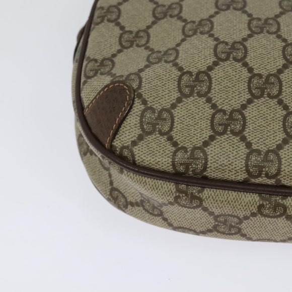 GUCCI GG Supreme Web Sherry Line Bag PVC Beige Gold 156 02 066 Auth 131723