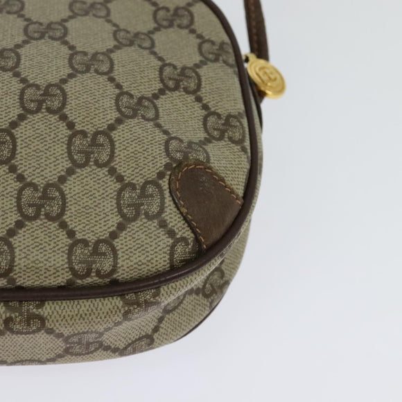 GUCCI GG Supreme Web Sherry Line Bag PVC Beige Gold 156 02 066 Auth 131723