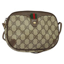 GUCCI GG Supreme Web Sherry Line Bag PVC Beige Gold 156 02 066 Auth 131723-1