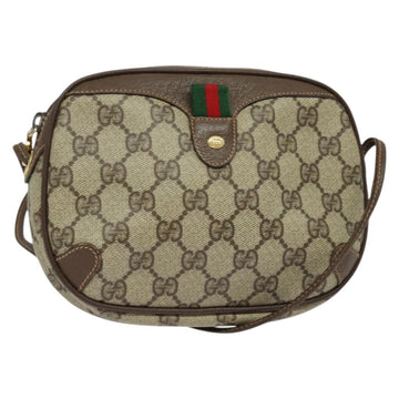 GUCCI GG Supreme Web Sherry Line Bag PVC Beige Gold 156 02 066 Auth 131723