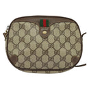 GUCCI GG Supreme Web Sherry Line Bag PVC Beige Gold 156 02 066 Auth 131723-13