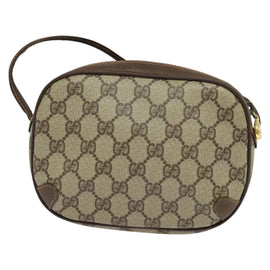 GUCCI GG Supreme Web Sherry Line Bag PVC Beige Gold 156 02 066 Auth 131723 - 0