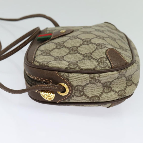 GUCCI GG Supreme Web Sherry Line Bag PVC Beige Gold 156 02 066 Auth 131723