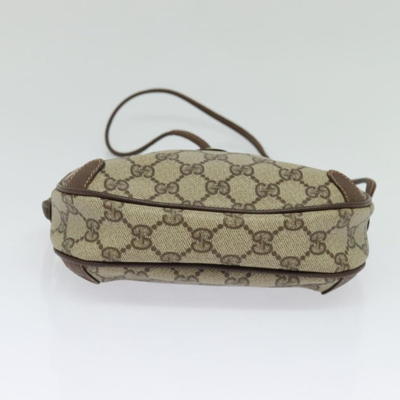 GUCCI GG Supreme Web Sherry Line Bag PVC Beige Gold 156 02 066 Auth 131723