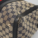 GUCCI GG Canvas Sherry Line Hand Bag PVC Navy Gold 247205 Auth 131724-8