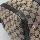 GUCCI GG Canvas Sherry Line Hand Bag PVC Navy Gold 247205 Auth 131724-15