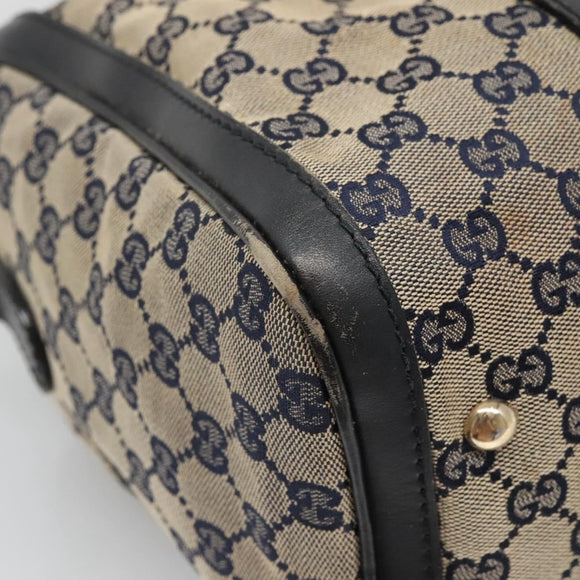 GUCCI GG Canvas Sherry Line Hand Bag PVC Navy Gold 247205 Auth 131724