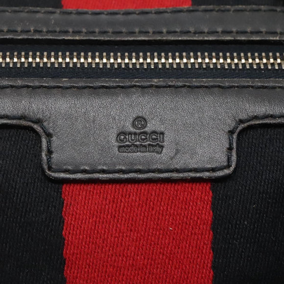 GUCCI GG Canvas Sherry Line Hand Bag PVC Navy Gold 247205 Auth 131724