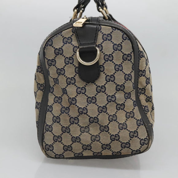 GUCCI GG Canvas Sherry Line Hand Bag PVC Navy Gold 247205 Auth 131724
