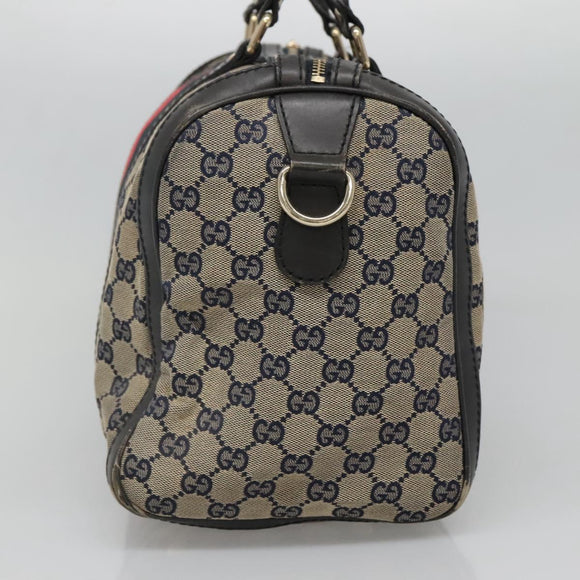 GUCCI GG Canvas Sherry Line Hand Bag PVC Navy Gold 247205 Auth 131724