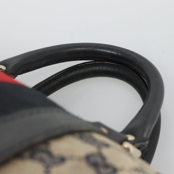 GUCCI GG Canvas Sherry Line Hand Bag PVC Navy Gold 247205 Auth 131724