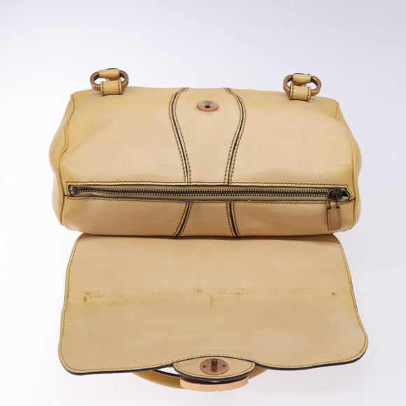 GUCCI Hand Bag Leather Beige 124245 Auth 131725