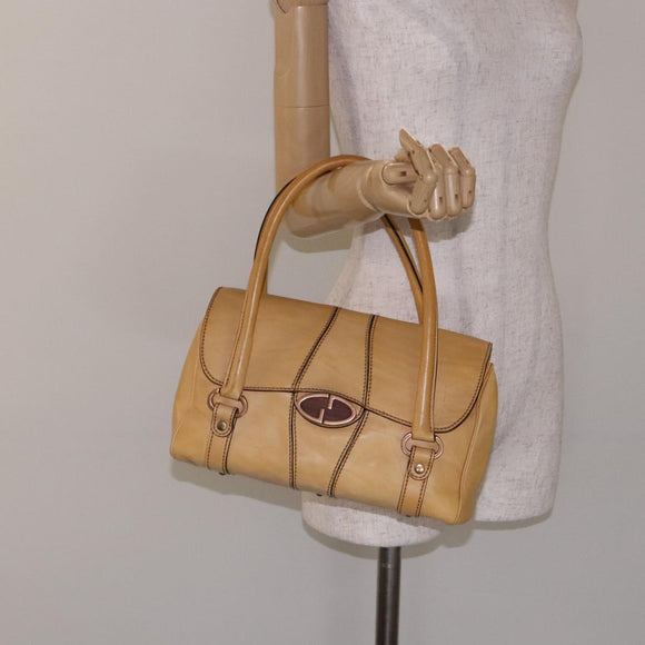GUCCI Hand Bag Leather Beige 124245 Auth 131725