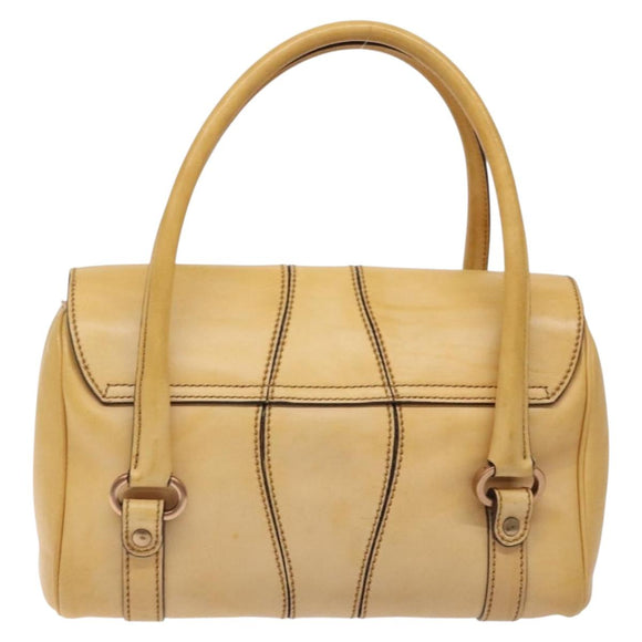 GUCCI Hand Bag Leather Beige 124245 Auth 131725