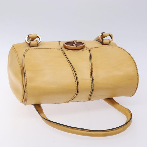 GUCCI Hand Bag Leather Beige 124245 Auth 131725