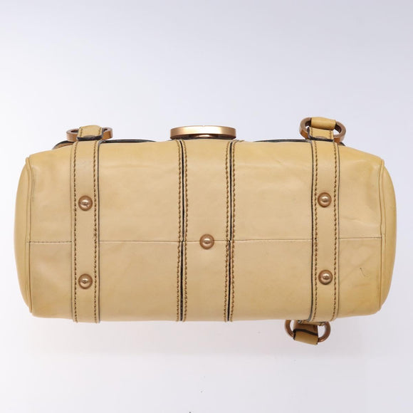 GUCCI Hand Bag Leather Beige 124245 Auth 131725