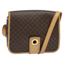 CELINE Macadam Canvas Shoulder Bag PVC Leather Brown Gold Auth 131727-1