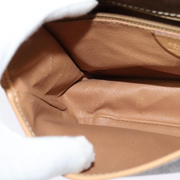 CELINE Macadam Canvas Shoulder Bag PVC Leather Brown Gold Auth 131727