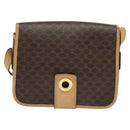 CELINE Macadam Canvas Shoulder Bag PVC Leather Brown Gold Auth 131727-13