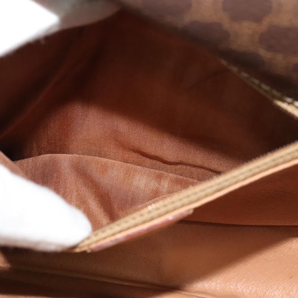 CELINE Macadam Canvas Shoulder Bag PVC Leather Brown Gold Auth 131727