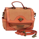 BURBERRY Blue Label Hand Bag Leather 2way Orange Auth 131728-1