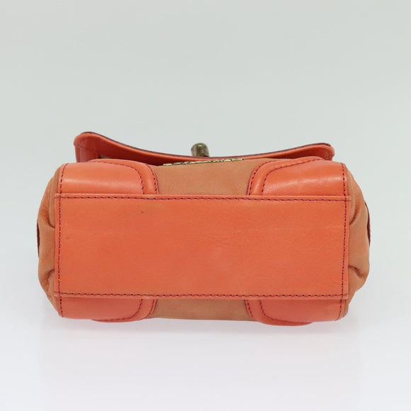 BURBERRY Blue Label Hand Bag Leather 2way Orange Auth 131728