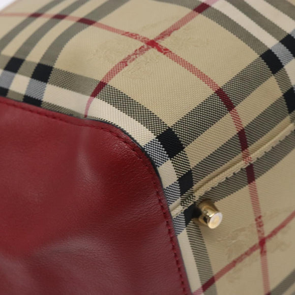 BURBERRY Nova Check Tote Bag Nylon Beige Gold Auth 131730