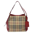 BURBERRY Nova Check Tote Bag Nylon Beige Gold Auth 131730-13