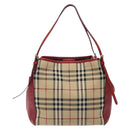 BURBERRY Nova Check Tote Bag Nylon Beige Gold Auth 131730-2