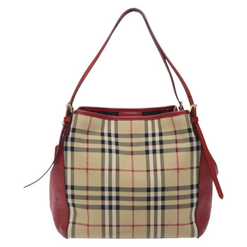 BURBERRY Nova Check Tote Bag Nylon Beige Gold Auth 131730 - 0