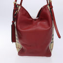 BURBERRY Nova Check Tote Bag Nylon Beige Gold Auth 131730-3