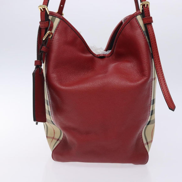 BURBERRY Nova Check Tote Bag Nylon Beige Gold Auth 131730