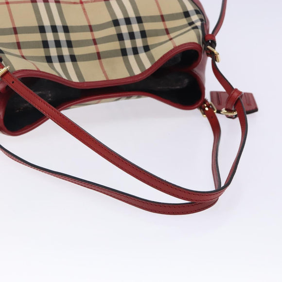 BURBERRY Nova Check Tote Bag Nylon Beige Gold Auth 131730