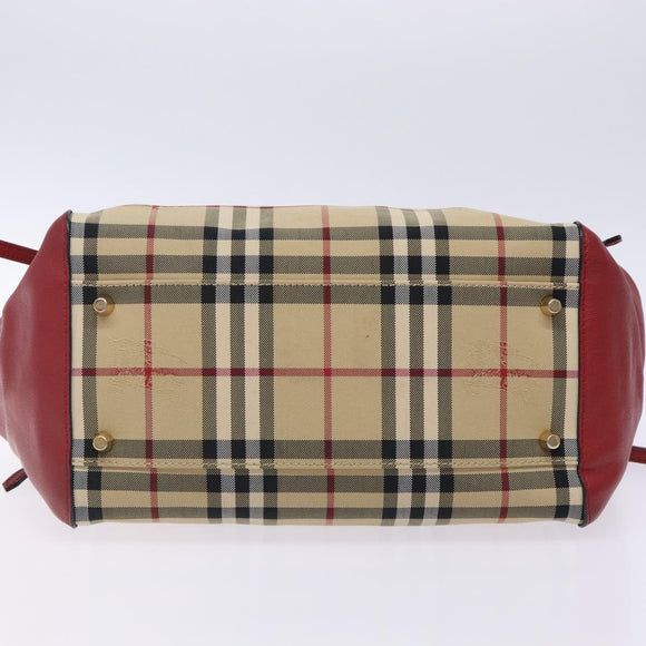 BURBERRY Nova Check Tote Bag Nylon Beige Gold Auth 131730